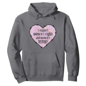 Funny I Support Women's Rights And Women's Wrongs Hoodie Barbed Wire Heart TS11 Charcoal Print Your Wear