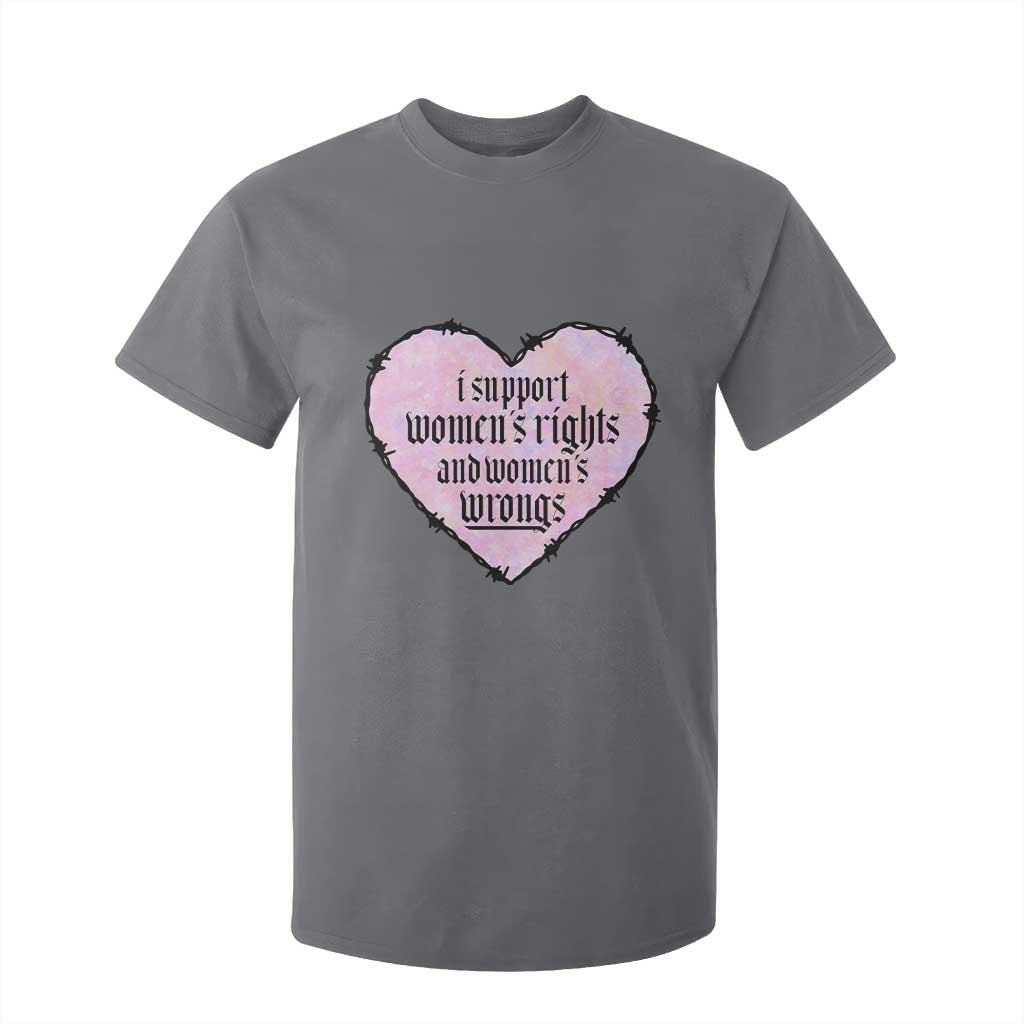 Funny I Support Women's Rights And Women's Wrongs T Shirt For Kid Barbed Wire Heart TS11 Charcoal Print Your Wear