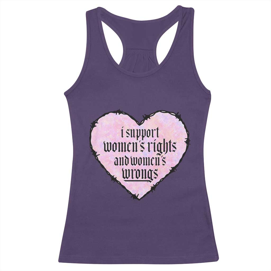 Funny I Support Women's Rights And Women's Wrongs Racerback Tank Top Barbed Wire Heart TS11 Purple Print Your Wear