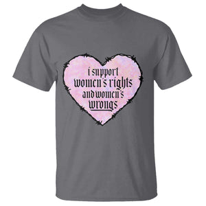 Funny I Support Women's Rights And Women's Wrongs T Shirt Barbed Wire Heart TS11 Charcoal Print Your Wear