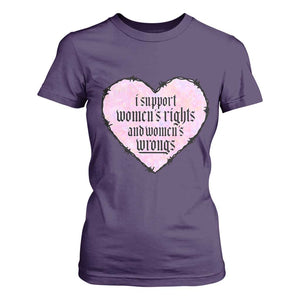 Funny I Support Women's Rights And Women's Wrongs T Shirt For Women Barbed Wire Heart TS11 Purple Print Your Wear