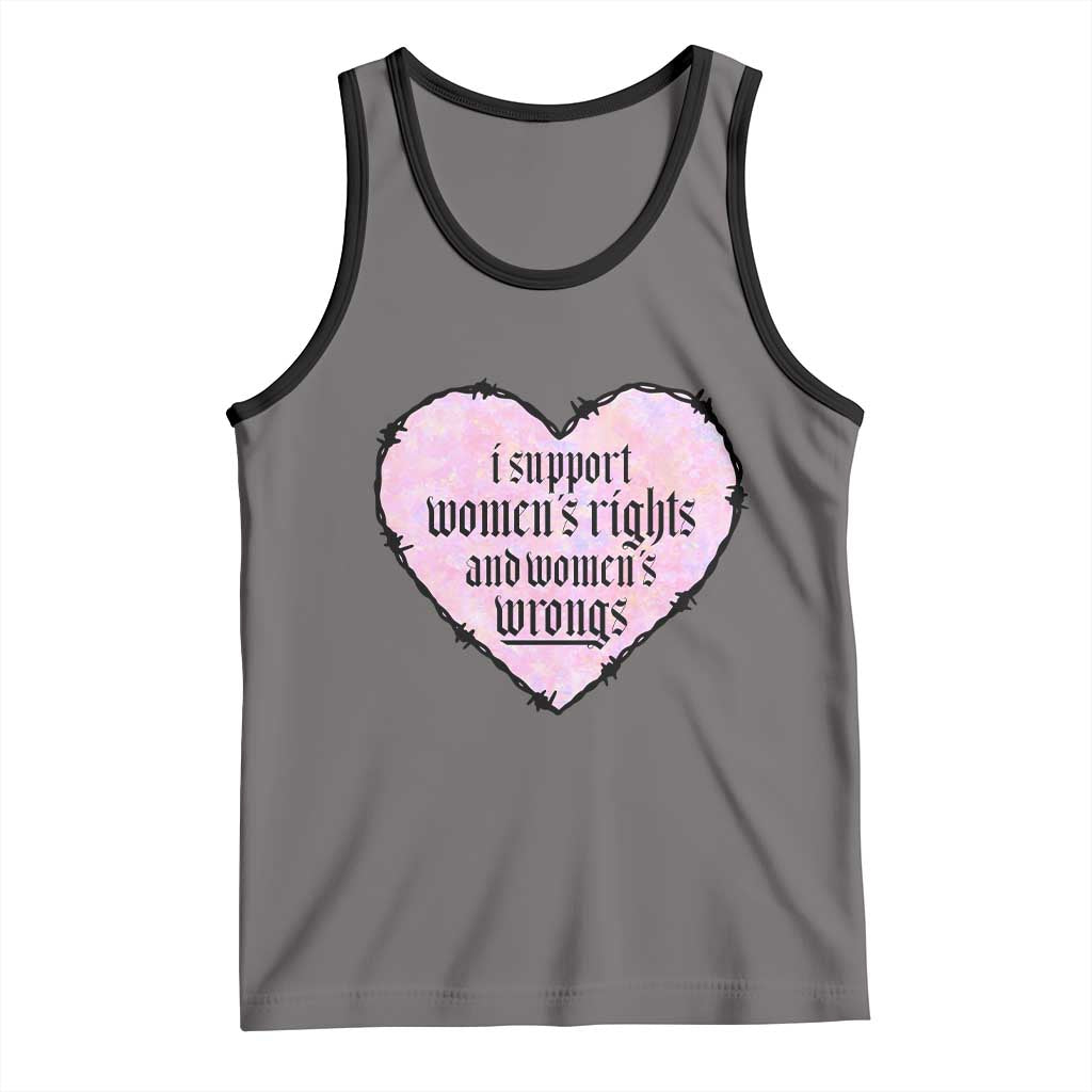Funny I Support Women's Rights And Women's Wrongs Tank Top Barbed Wire Heart TS11 Deep Heather Black Print Your Wear