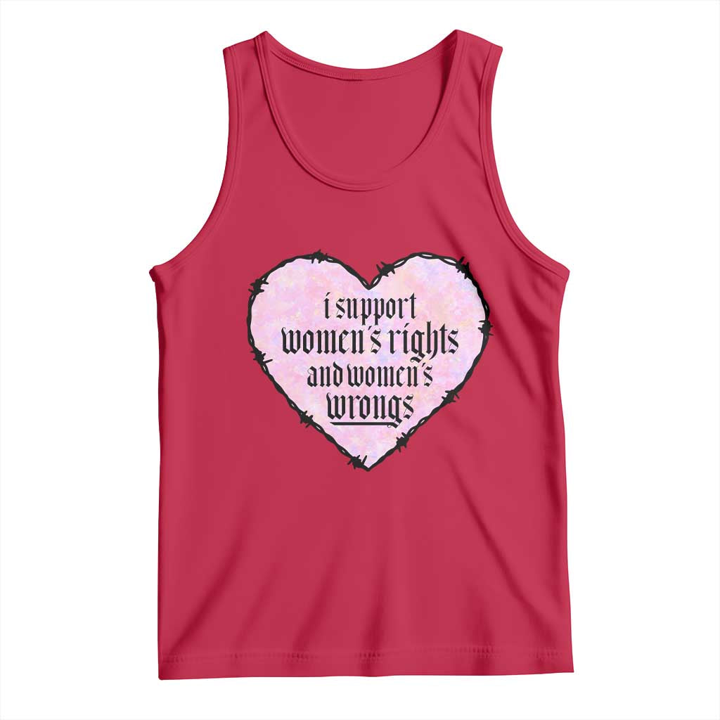 Funny I Support Women's Rights And Women's Wrongs Tank Top Barbed Wire Heart TS11 Red Print Your Wear