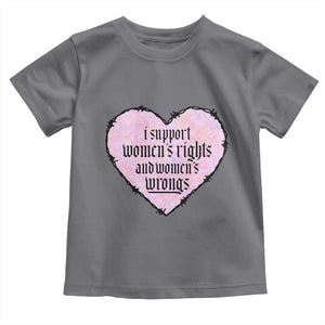 Funny I Support Women's Rights And Women's Wrongs Toddler T Shirt Barbed Wire Heart TS11 Charcoal Print Your Wear