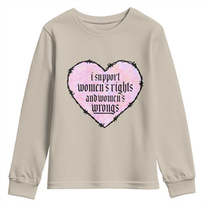 Funny I Support Women's Rights And Women's Wrongs Youth Sweatshirt Barbed Wire Heart TS11 Sand Print Your Wear