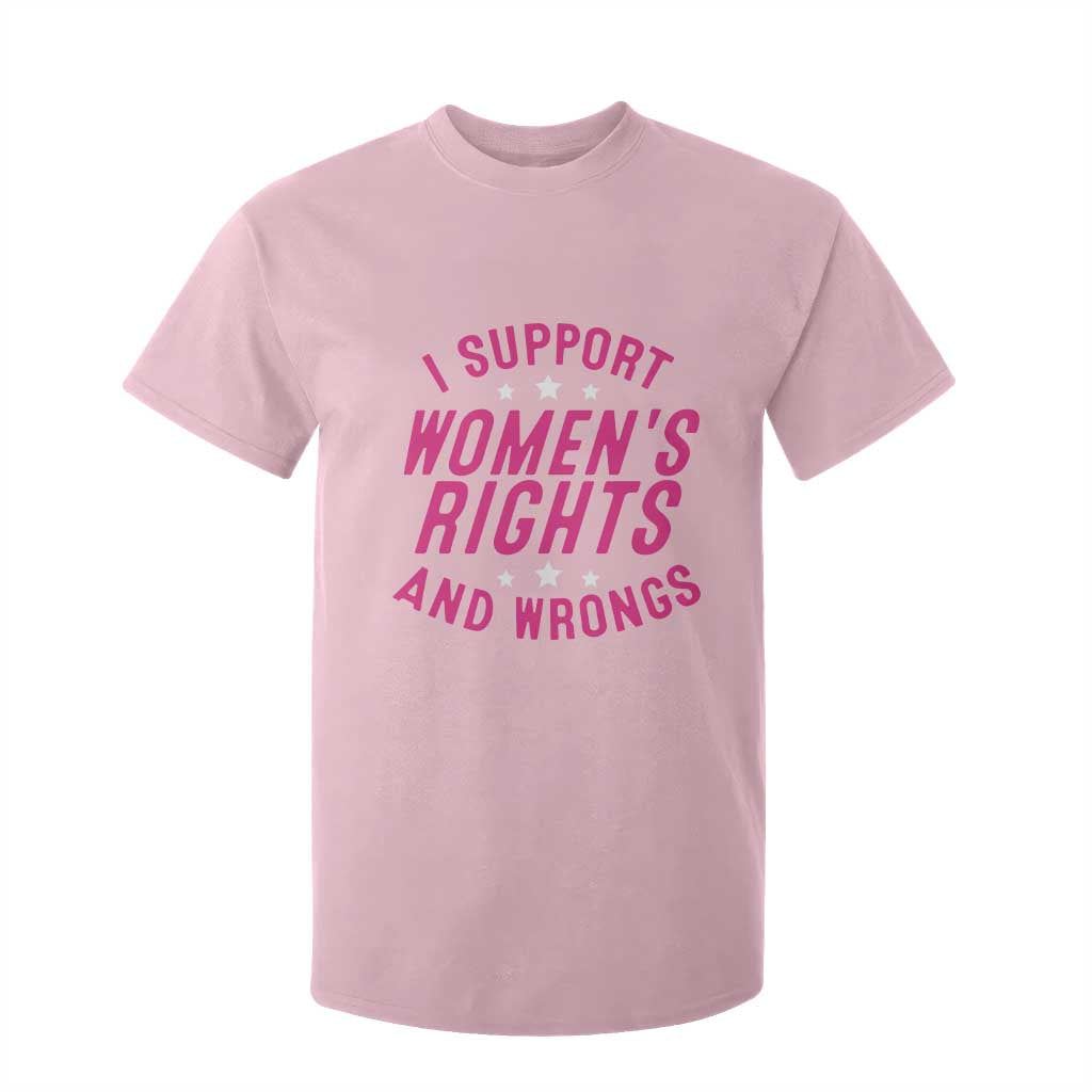 Funny I Support Women's Rights And Wrongs T Shirt For Kid Feminist Star TS11 Light Pink Print Your Wear
