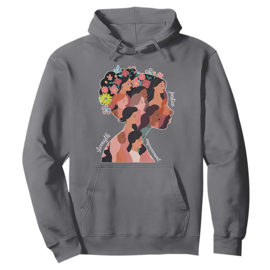 International Women's Day Hoodie Justice Strength Empowerment Feminist TS11 Charcoal Print Your Wear