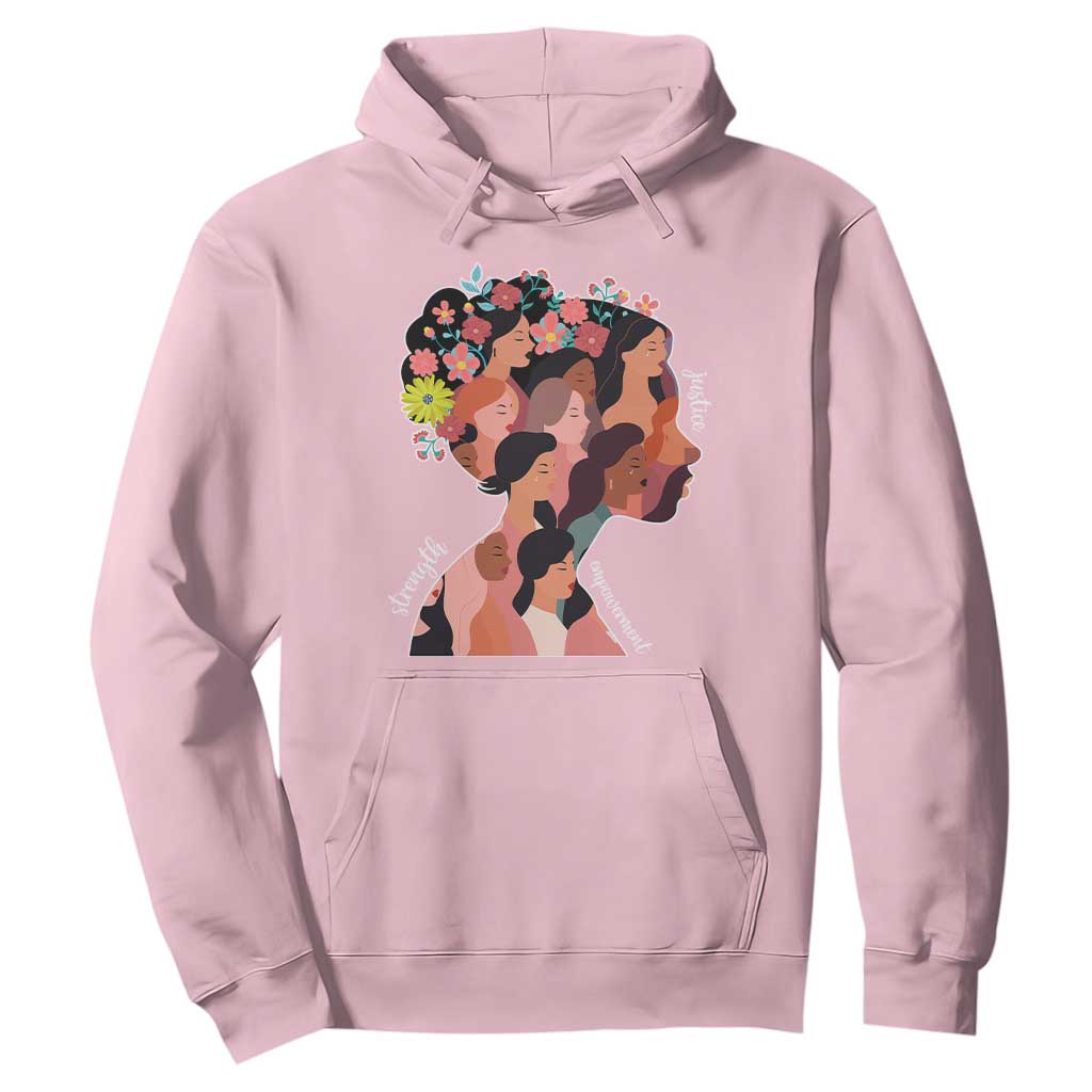International Women's Day Hoodie Justice Strength Empowerment Feminist TS11 Light Pink Print Your Wear