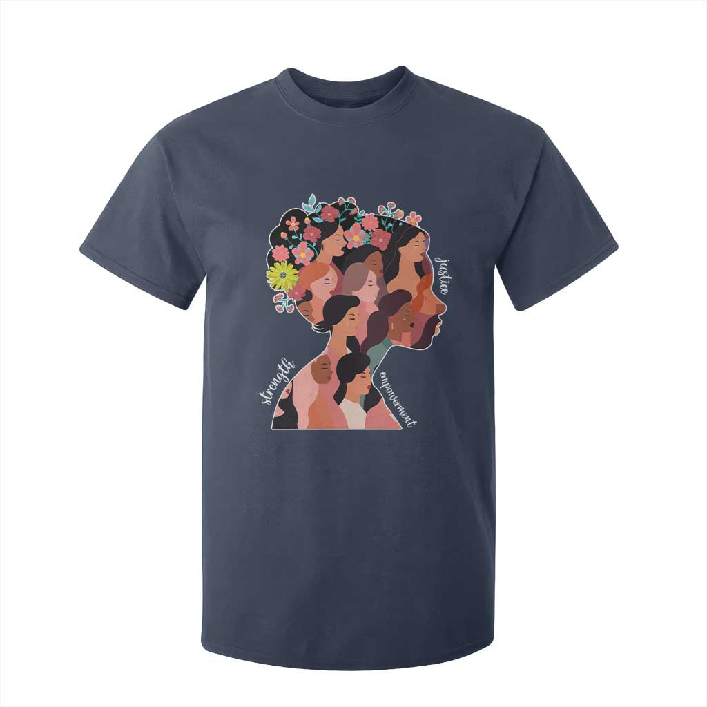 International Women's Day T Shirt For Kid Justice Strength Empowerment Feminist TS11 Navy Print Your Wear