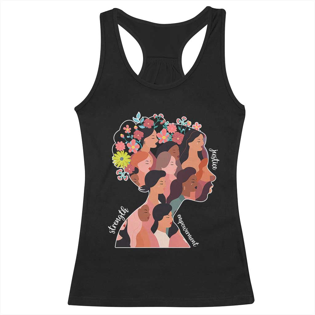 International Women's Day Racerback Tank Top Justice Strength Empowerment Feminist TS11 Black Print Your Wear