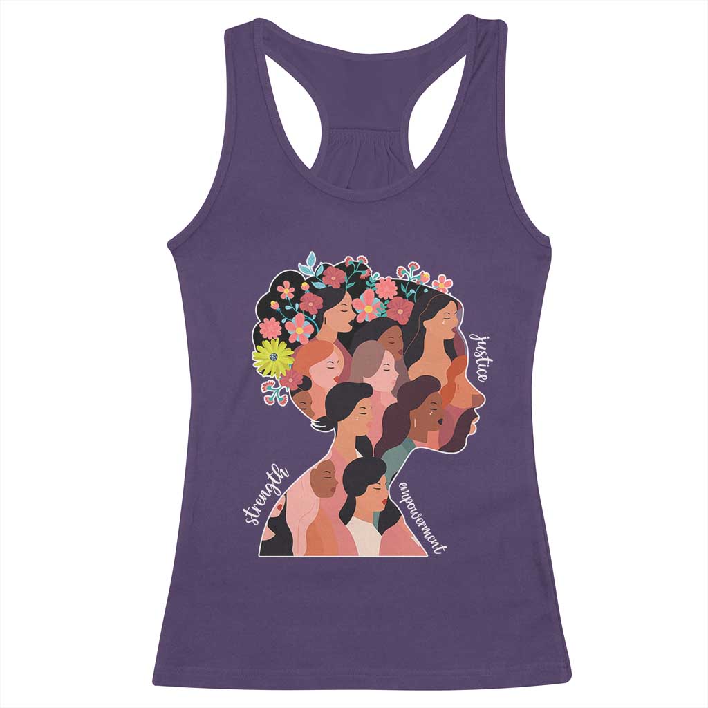 International Women's Day Racerback Tank Top Justice Strength Empowerment Feminist TS11 Purple Print Your Wear