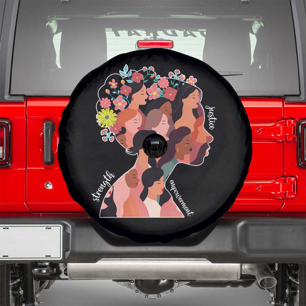 International Women's Day Spare Tire Cover Justice Strength Empowerment Feminist TS11 Black Print Your Wear