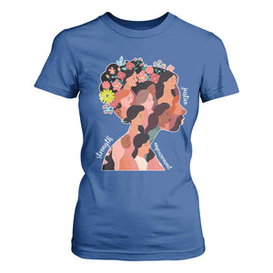 International Women's Day T Shirt For Women Justice Strength Empowerment Feminist TS11 Royal Blue Print Your Wear