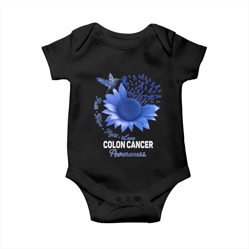 Colon Cancer Awareness Baby Onesie Faith Hope Fight Love Blue Sunflower Ribbon TS11 Black Print Your Wear