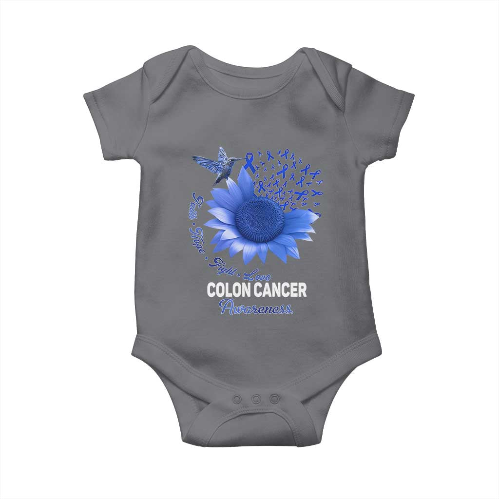 Colon Cancer Awareness Baby Onesie Faith Hope Fight Love Blue Sunflower Ribbon TS11 Charcoal Print Your Wear