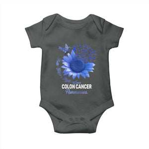 Colon Cancer Awareness Baby Onesie Faith Hope Fight Love Blue Sunflower Ribbon TS11 Dark Heather Print Your Wear