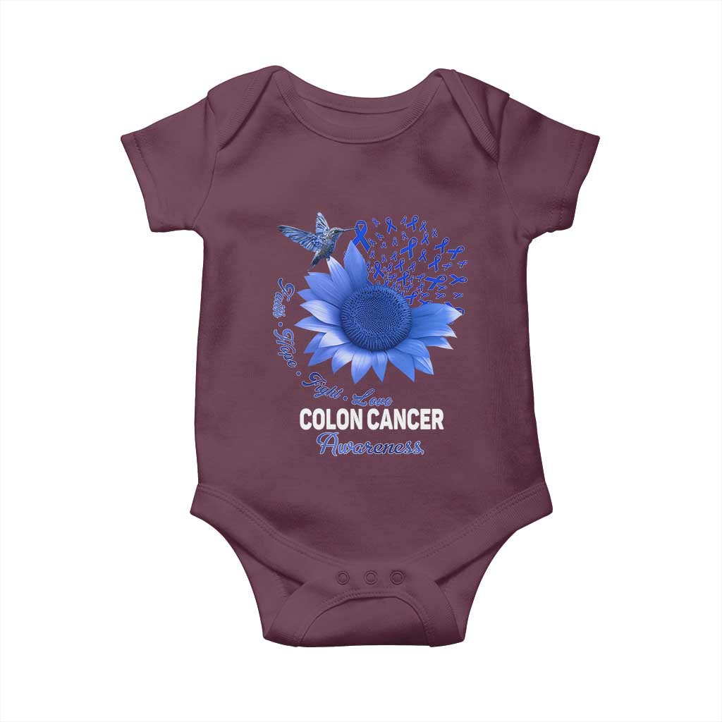 Colon Cancer Awareness Baby Onesie Faith Hope Fight Love Blue Sunflower Ribbon TS11 Maroon Print Your Wear