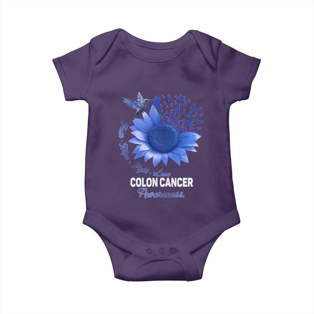 Colon Cancer Awareness Baby Onesie Faith Hope Fight Love Blue Sunflower Ribbon TS11 Purple Print Your Wear