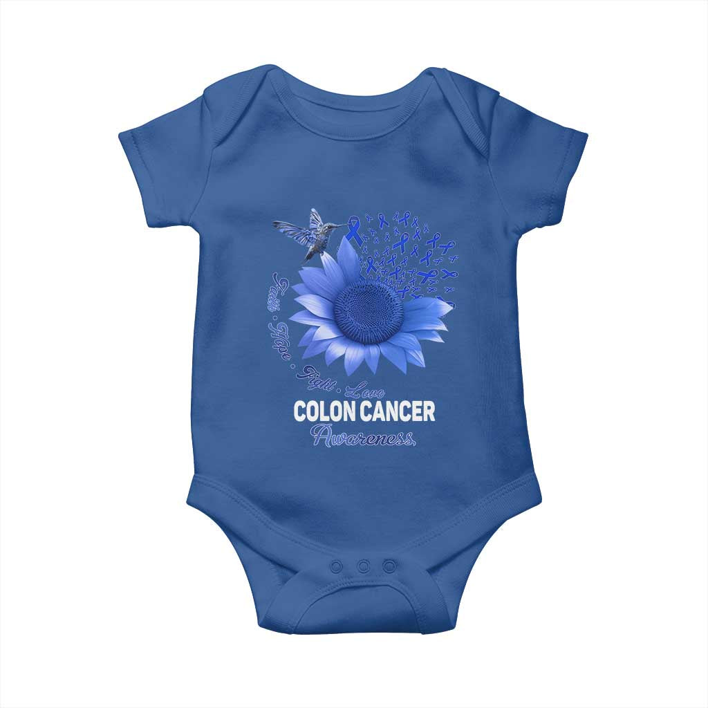 Colon Cancer Awareness Baby Onesie Faith Hope Fight Love Blue Sunflower Ribbon TS11 Royal Blue Print Your Wear
