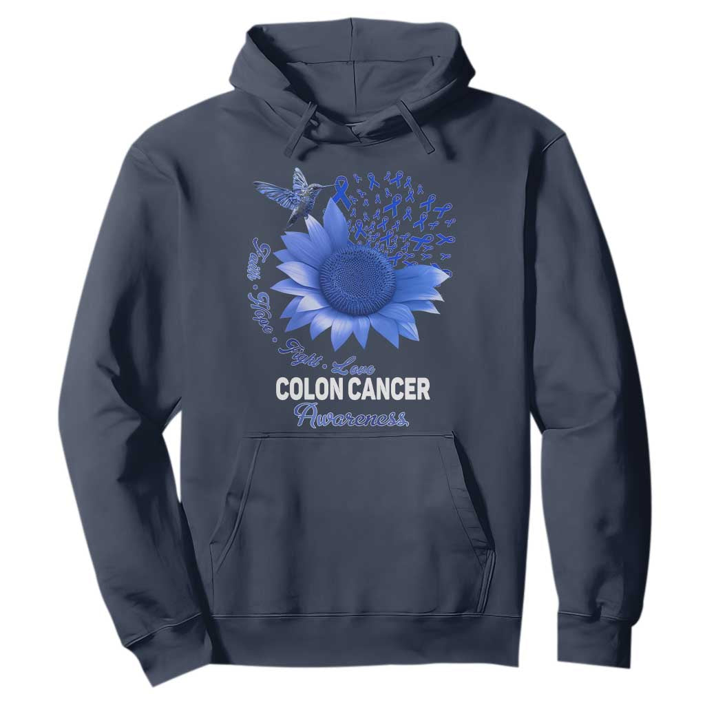 Colon Cancer Awareness Hoodie Faith Hope Fight Love Blue Sunflower Ribbon TS11 Navy Print Your Wear
