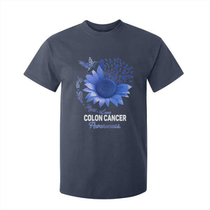 Colon Cancer Awareness T Shirt For Kid Faith Hope Fight Love Blue Sunflower Ribbon TS11 Navy Print Your Wear
