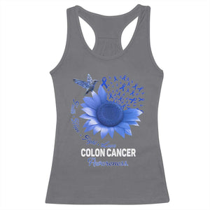 Colon Cancer Awareness Racerback Tank Top Faith Hope Fight Love Blue Sunflower Ribbon TS11 Charcoal Print Your Wear