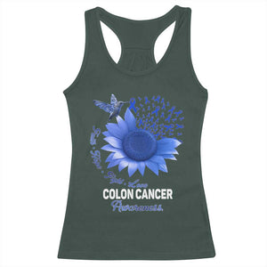 Colon Cancer Awareness Racerback Tank Top Faith Hope Fight Love Blue Sunflower Ribbon TS11 Dark Forest Green Print Your Wear