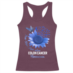 Colon Cancer Awareness Racerback Tank Top Faith Hope Fight Love Blue Sunflower Ribbon TS11 Maroon Print Your Wear