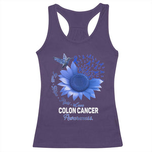 Colon Cancer Awareness Racerback Tank Top Faith Hope Fight Love Blue Sunflower Ribbon TS11 Purple Print Your Wear