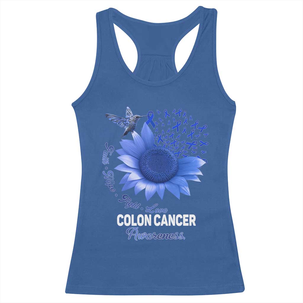 Colon Cancer Awareness Racerback Tank Top Faith Hope Fight Love Blue Sunflower Ribbon TS11 Royal Blue Print Your Wear