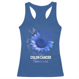 Colon Cancer Awareness Racerback Tank Top Faith Hope Fight Love Blue Sunflower Ribbon TS11 Royal Blue Print Your Wear
