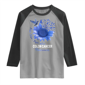 Colon Cancer Awareness Raglan Shirt Faith Hope Fight Love Blue Sunflower Ribbon TS11 Sport Gray Black Print Your Wear
