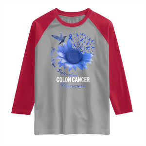 Colon Cancer Awareness Raglan Shirt Faith Hope Fight Love Blue Sunflower Ribbon TS11 Sport Gray Red Print Your Wear