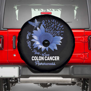 Colon Cancer Awareness Spare Tire Cover Faith Hope Fight Love Blue Sunflower Ribbon TS11 Black Print Your Wear