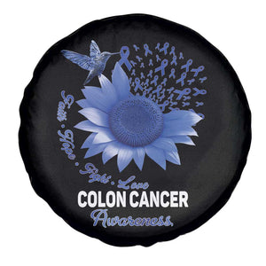 Colon Cancer Awareness Spare Tire Cover Faith Hope Fight Love Blue Sunflower Ribbon TS11 Print Your Wear