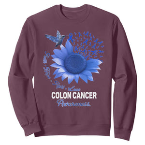 Colon Cancer Awareness Sweatshirt Faith Hope Fight Love Blue Sunflower Ribbon TS11 Maroon Print Your Wear