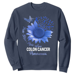 Colon Cancer Awareness Sweatshirt Faith Hope Fight Love Blue Sunflower Ribbon TS11 Navy Print Your Wear
