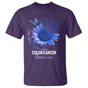 Colon Cancer Awareness T Shirt Faith Hope Fight Love Blue Sunflower Ribbon TS11 Purple Print Your Wear