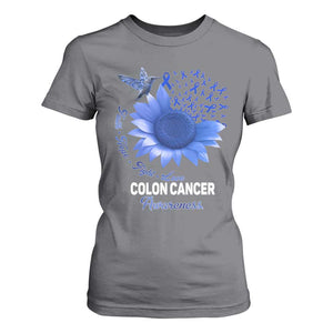Colon Cancer Awareness T Shirt For Women Faith Hope Fight Love Blue Sunflower Ribbon TS11 Charcoal Print Your Wear