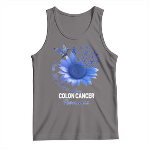 Colon Cancer Awareness Tank Top Faith Hope Fight Love Blue Sunflower Ribbon TS11 Deep Heather Print Your Wear