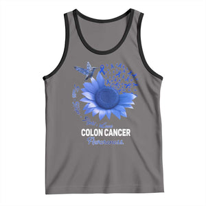 Colon Cancer Awareness Tank Top Faith Hope Fight Love Blue Sunflower Ribbon TS11 Deep Heather Black Print Your Wear