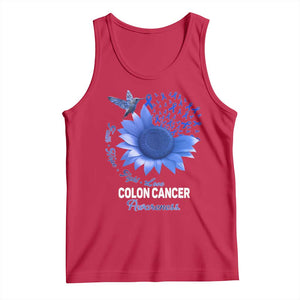Colon Cancer Awareness Tank Top Faith Hope Fight Love Blue Sunflower Ribbon TS11 Red Print Your Wear