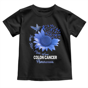 Colon Cancer Awareness Toddler T Shirt Faith Hope Fight Love Blue Sunflower Ribbon TS11 Black Print Your Wear
