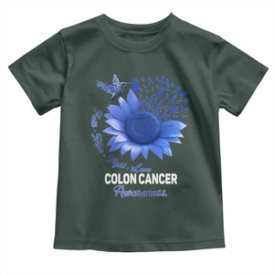 Colon Cancer Awareness Toddler T Shirt Faith Hope Fight Love Blue Sunflower Ribbon TS11 Dark Forest Green Print Your Wear