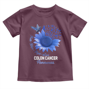 Colon Cancer Awareness Toddler T Shirt Faith Hope Fight Love Blue Sunflower Ribbon TS11 Maroon Print Your Wear