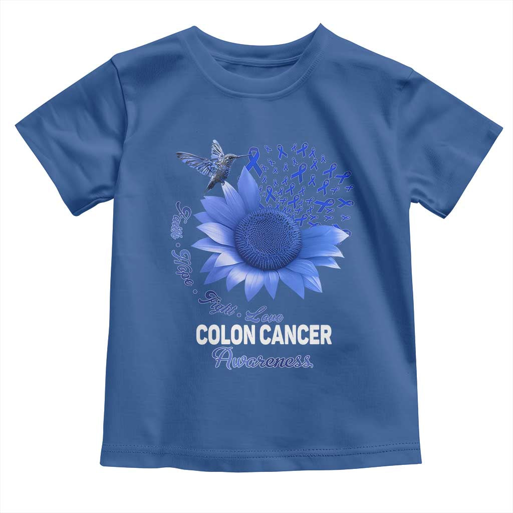 Colon Cancer Awareness Toddler T Shirt Faith Hope Fight Love Blue Sunflower Ribbon TS11 Royal Blue Print Your Wear