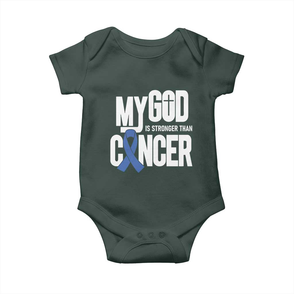 Colorectal Cancer Awareness Baby Onesie My God Is Stronger Than Cancer TS11 Print Your Wear
