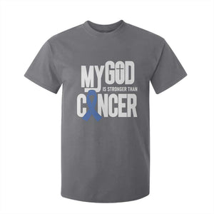 Colorectal Cancer Awareness T Shirt For Kid My God Is Stronger Than Cancer TS11 Charcoal Print Your Wear