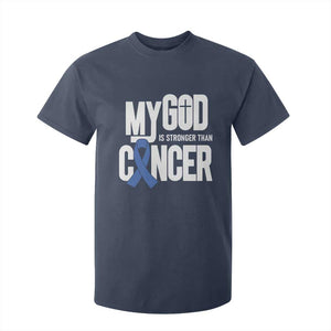 Colorectal Cancer Awareness T Shirt For Kid My God Is Stronger Than Cancer TS11 Navy Print Your Wear