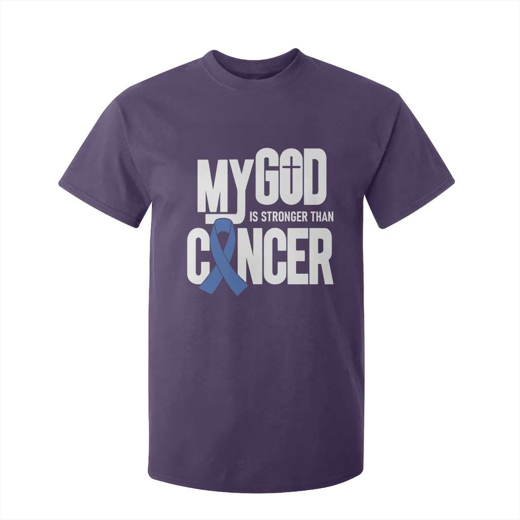 Colorectal Cancer Awareness T Shirt For Kid My God Is Stronger Than Cancer TS11 Purple Print Your Wear